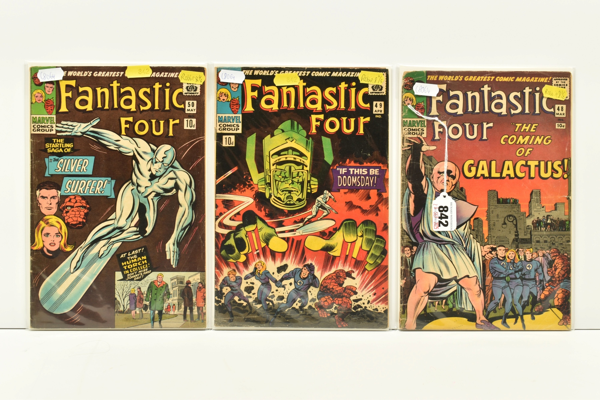 Marvel Comics Fantastic Four Vol 1 #48 #49 #50 Silver Surfer And Galactus Sold £440