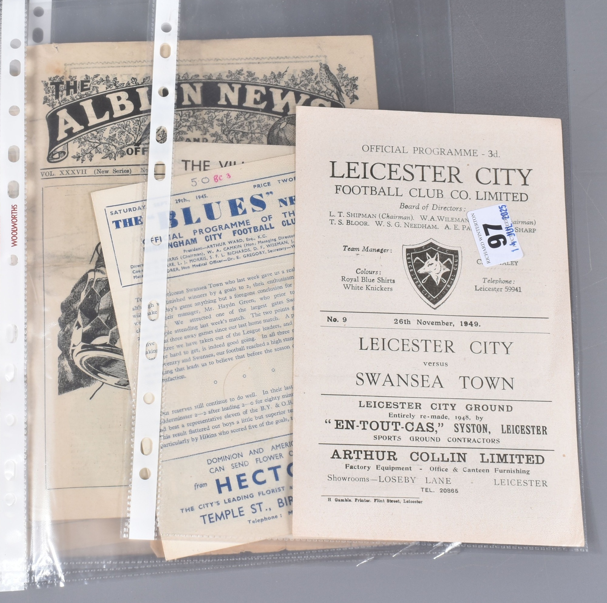 Football Programmes Vs Swansea Town FC Sold £150 Web