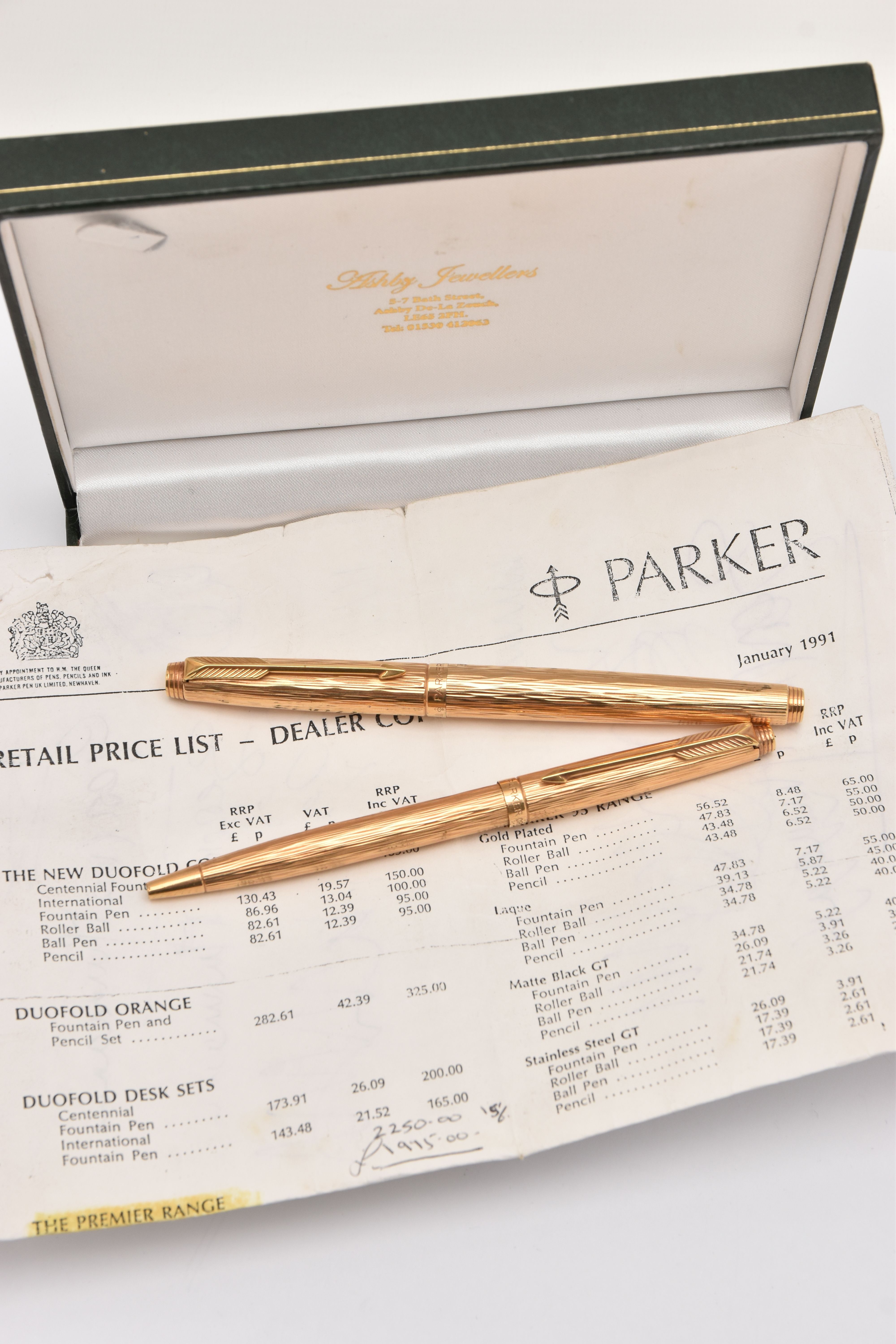 Cased Gold Parker Presidential Pen Set Sold