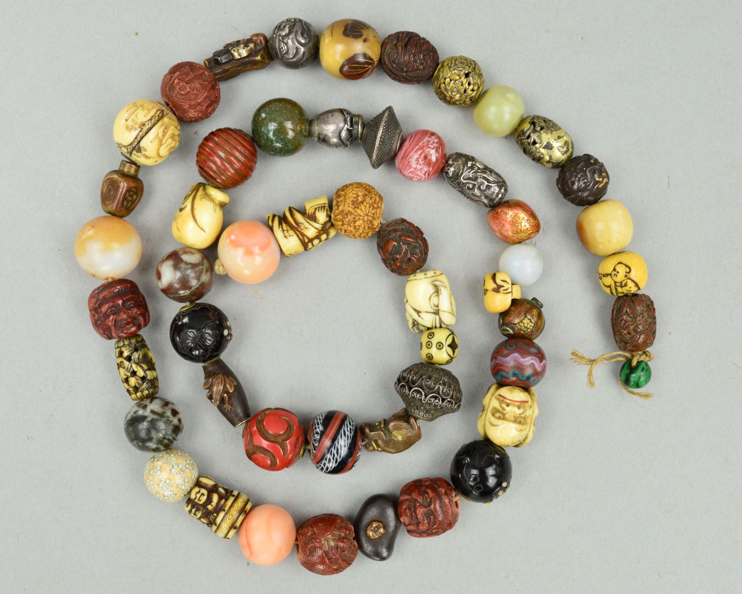 A String Of 51 Japanese Ojime Beads Sold £2,600