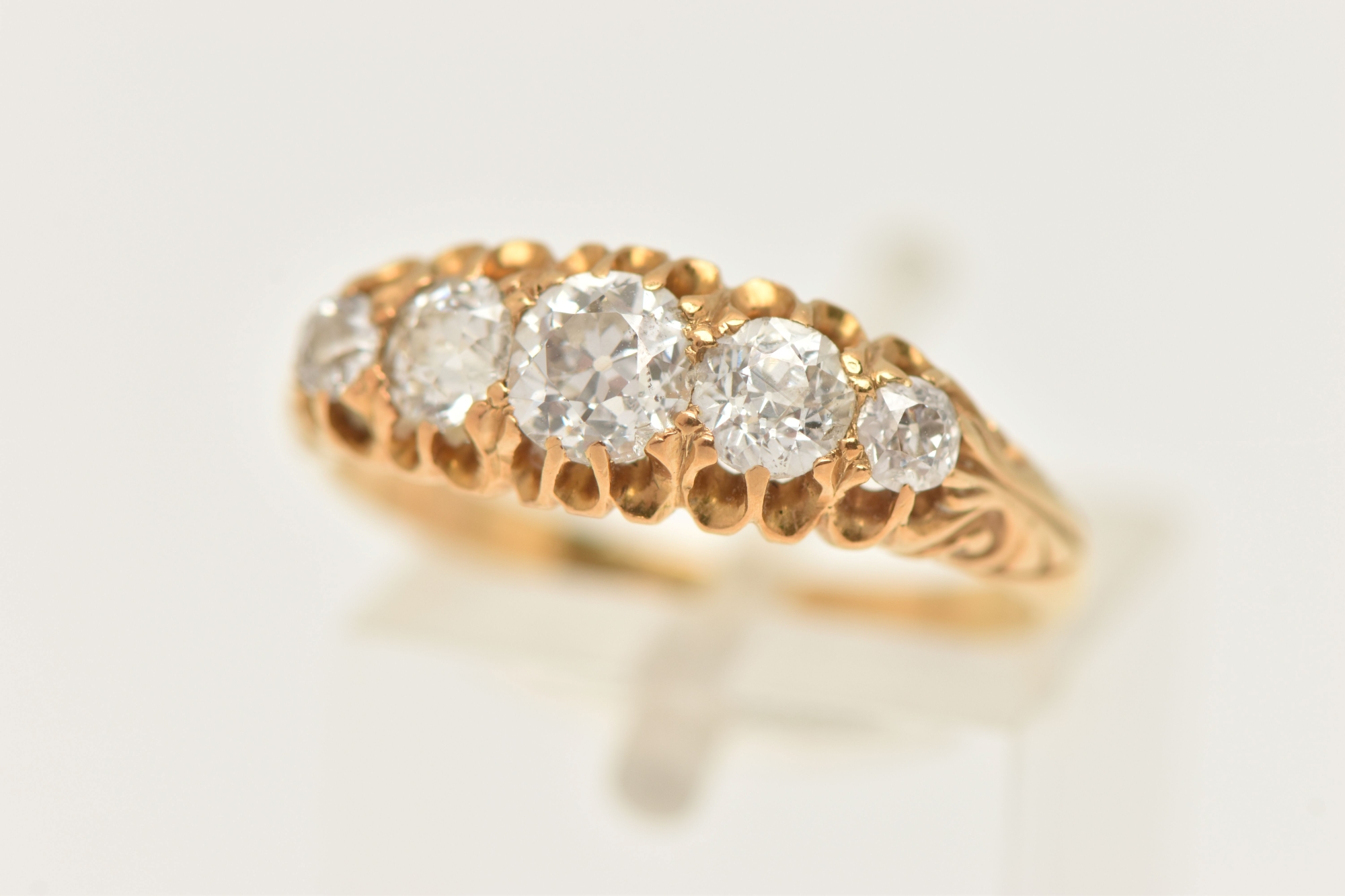 18Ct Gold Five Stone Diamond Boat Ring Sold £600 Web