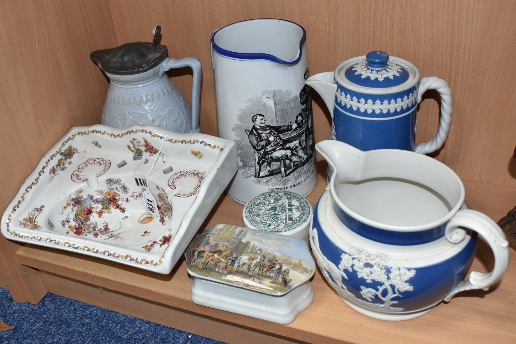 Seven Mixed C19th Miscellaneous Ceramics Including Saleman's Miniature Sink Sold £400