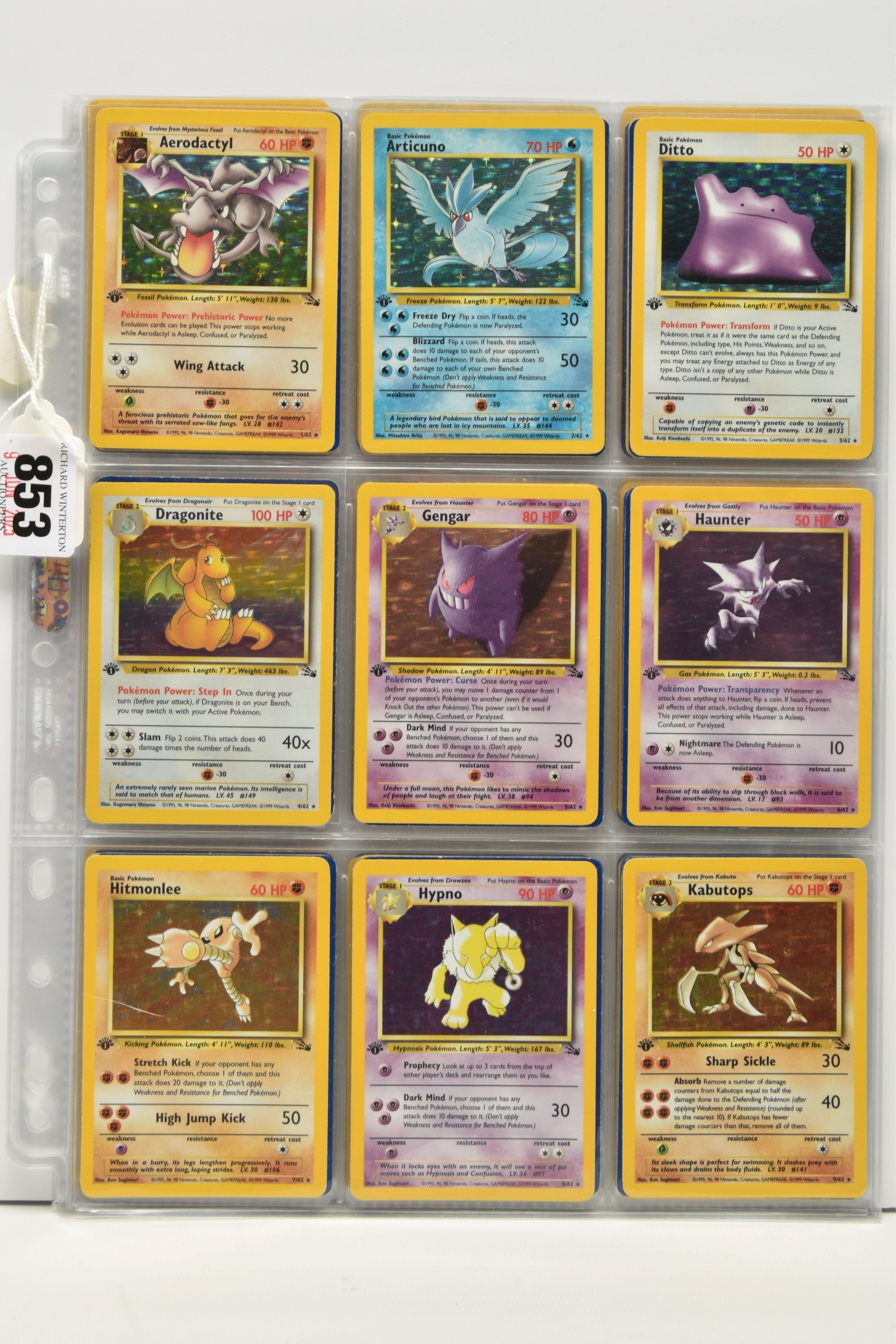 Complete Pokemon 1St Edition Fossil Set Sold £1,200 Web