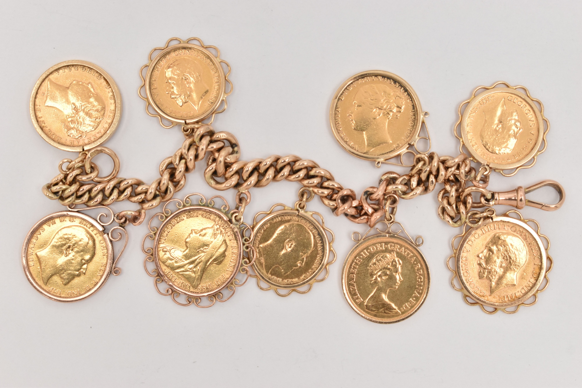 Yellow Gold Full And Half Sovereign Charm Bracelet Sold £3,500