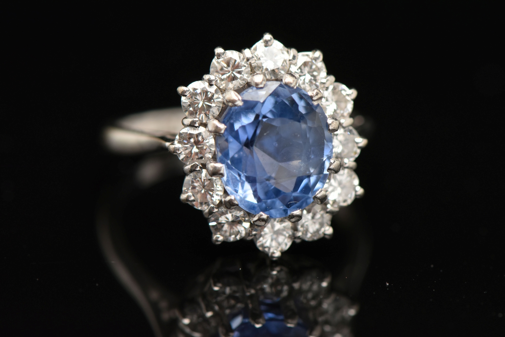 Diamond And Certified Sri Lanka (Ceylon) Blue Sapphire Ring Sold £2,000