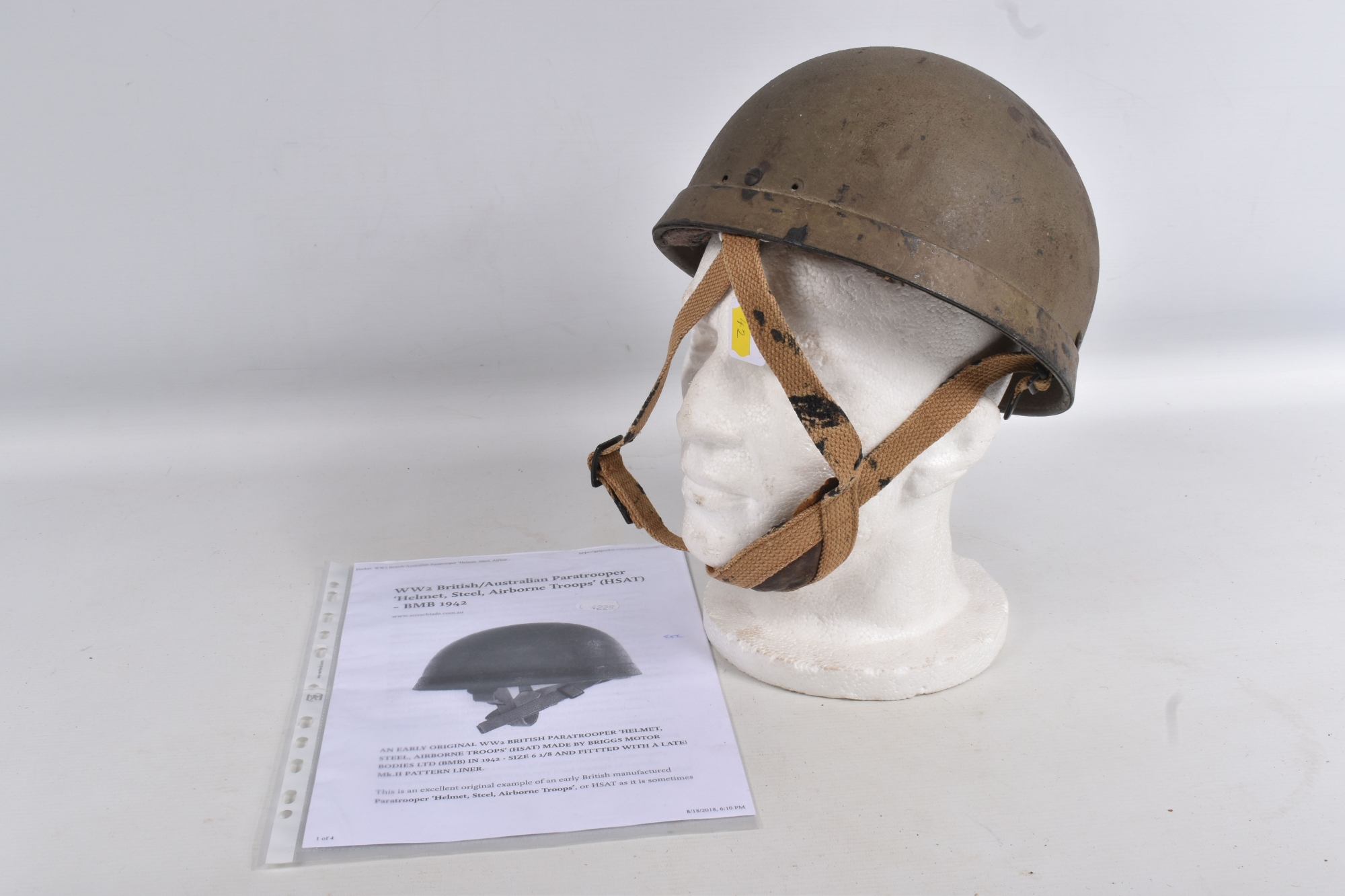 WW2 British Forces Parachute Helmet Sold £900