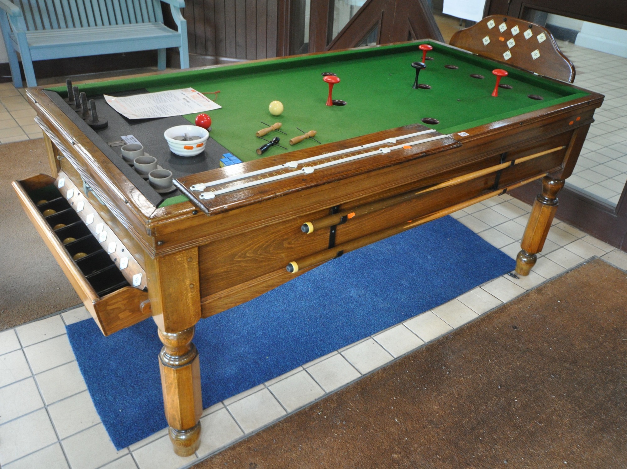 Oak Coin Operated Slate Bed Bar Billiards Table Sold 1 100