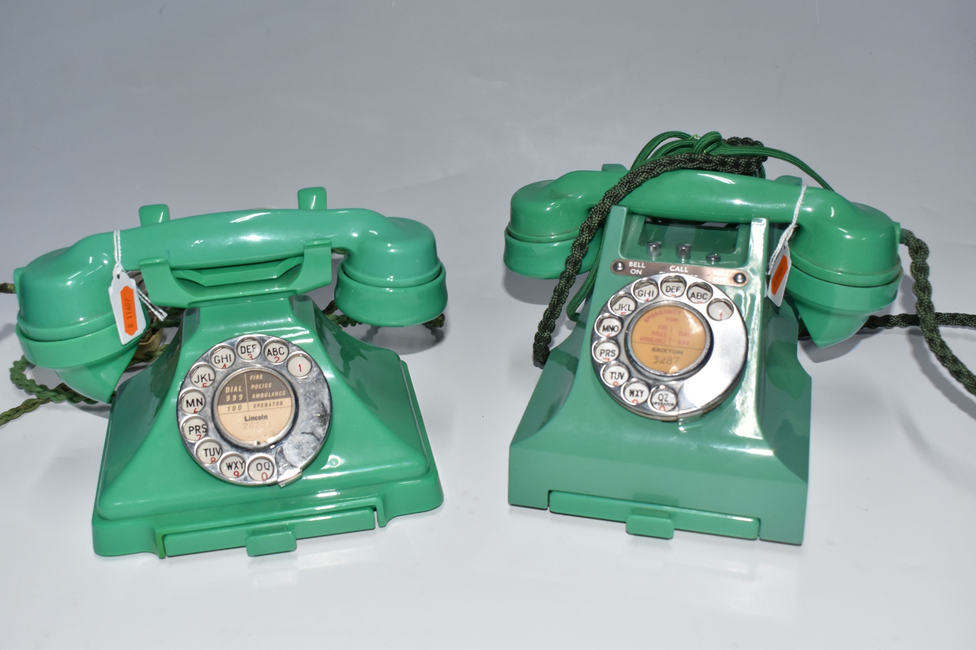 GPO Jade Green Telephones Rotary Dials 1957 Model 328L And 200 Series Pyramid Phone Sold £1,100