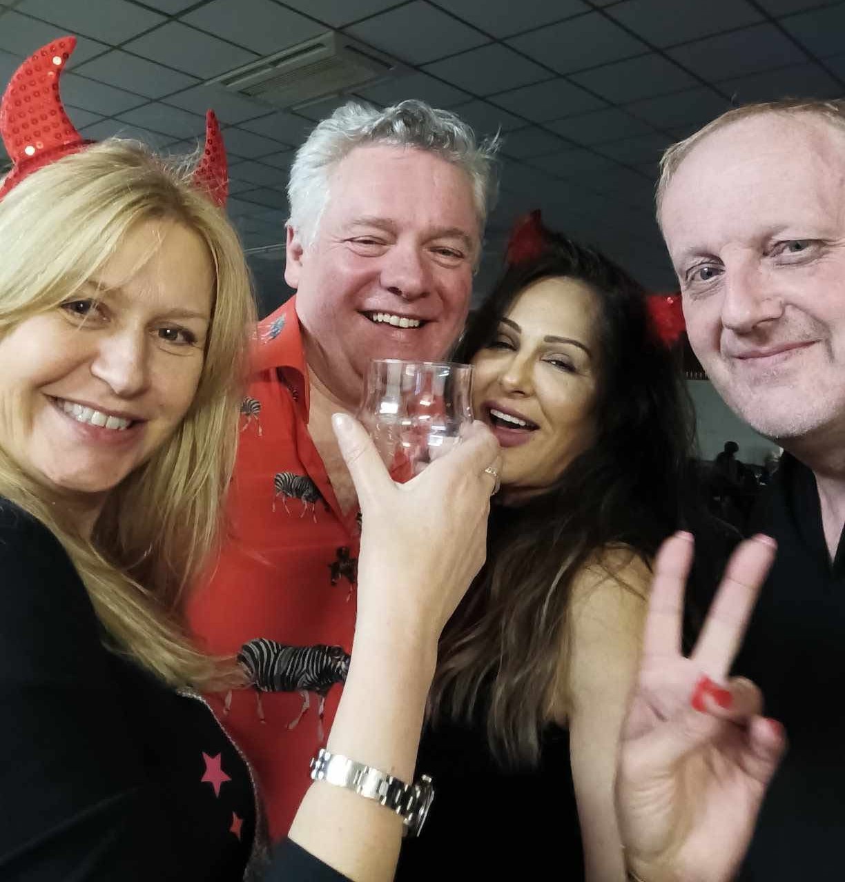 Dickinson’s Real Deal dealers Fay Rutter, Tim Hogarth and Tracey Thackray-Howitt with Mark Maidment at a previous Halloween charity night.