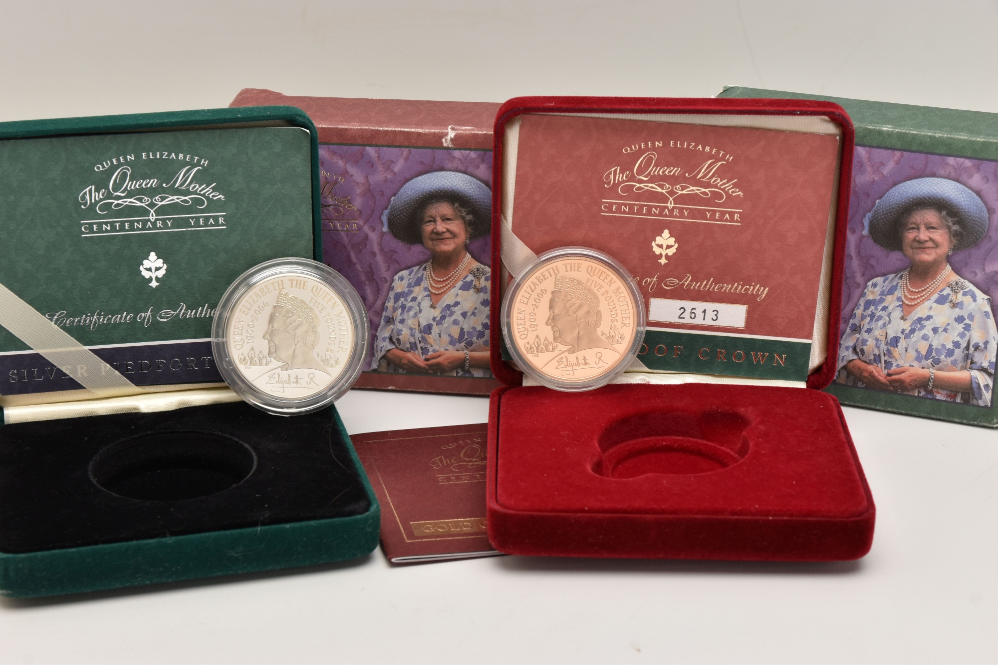 Queen Mother 2000 Gold Proof And Silver Piedfort Centenery Coins Sold £2,300