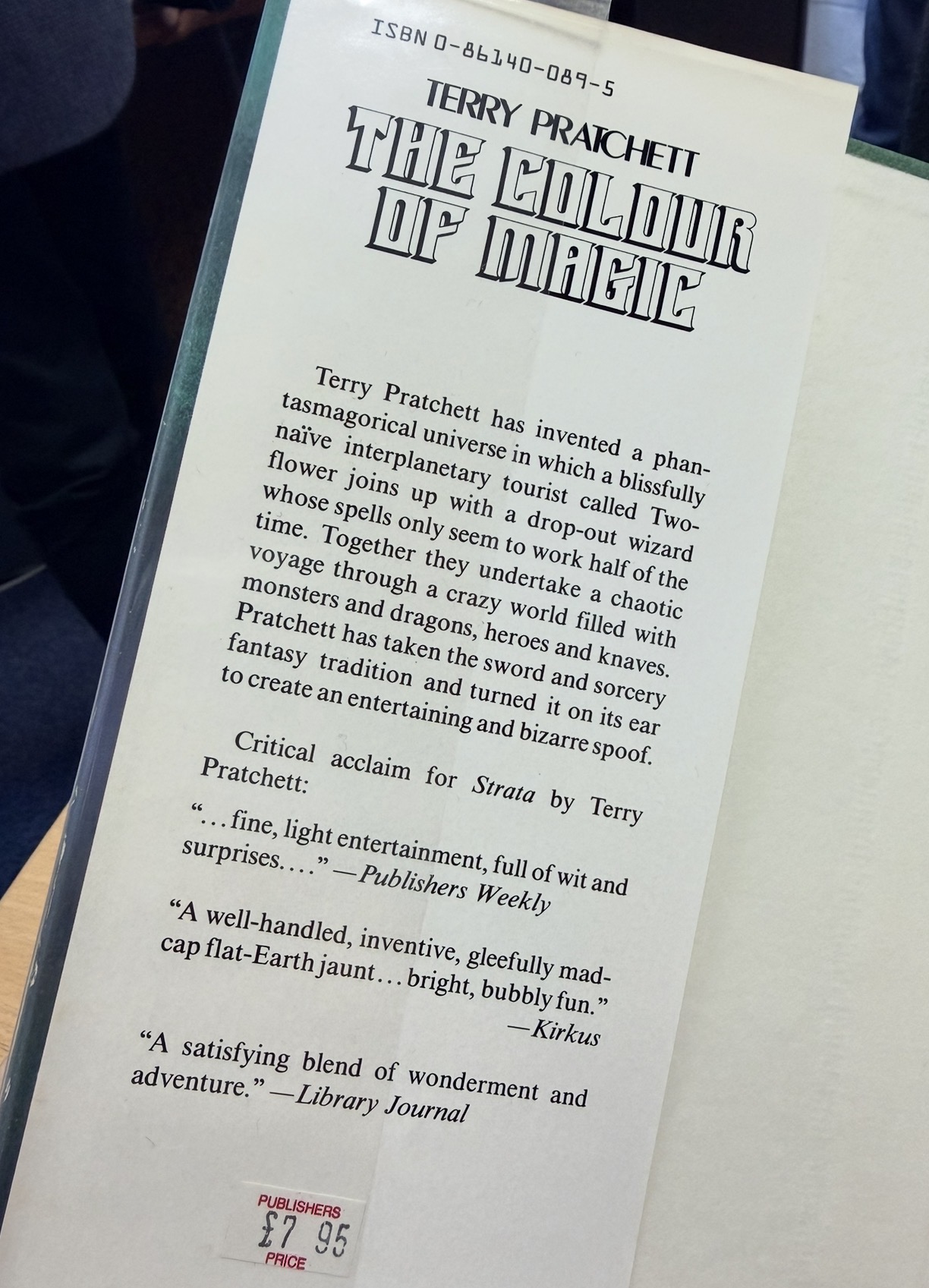 Terry Pratchet book The Colour Of Magic First Edition First State dust jacket.jpg