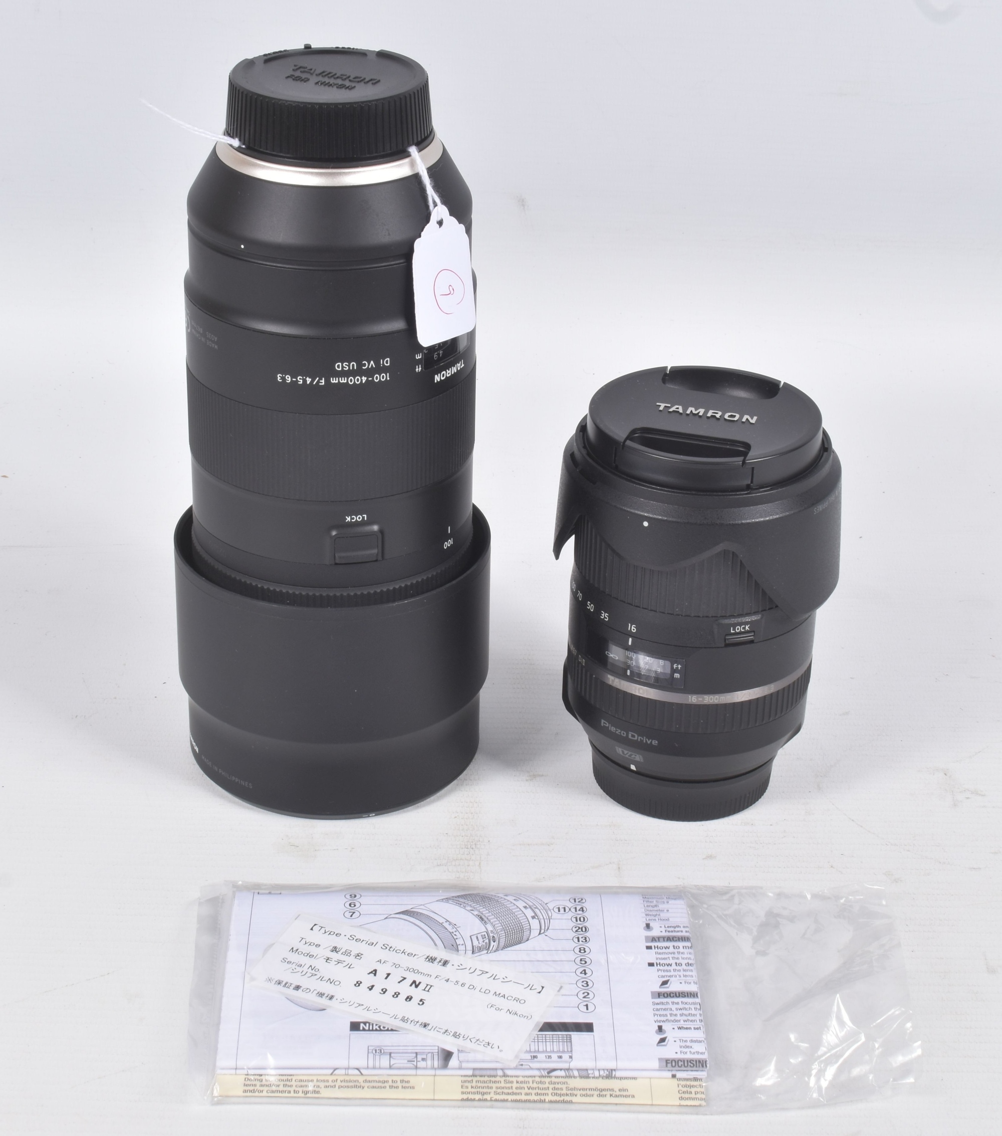 Tamron Nikon Fit 100 400Mm F 4.5 Di VC USD And 16 300Mm F 3.5 Di Mk2 Lenses Sold £300