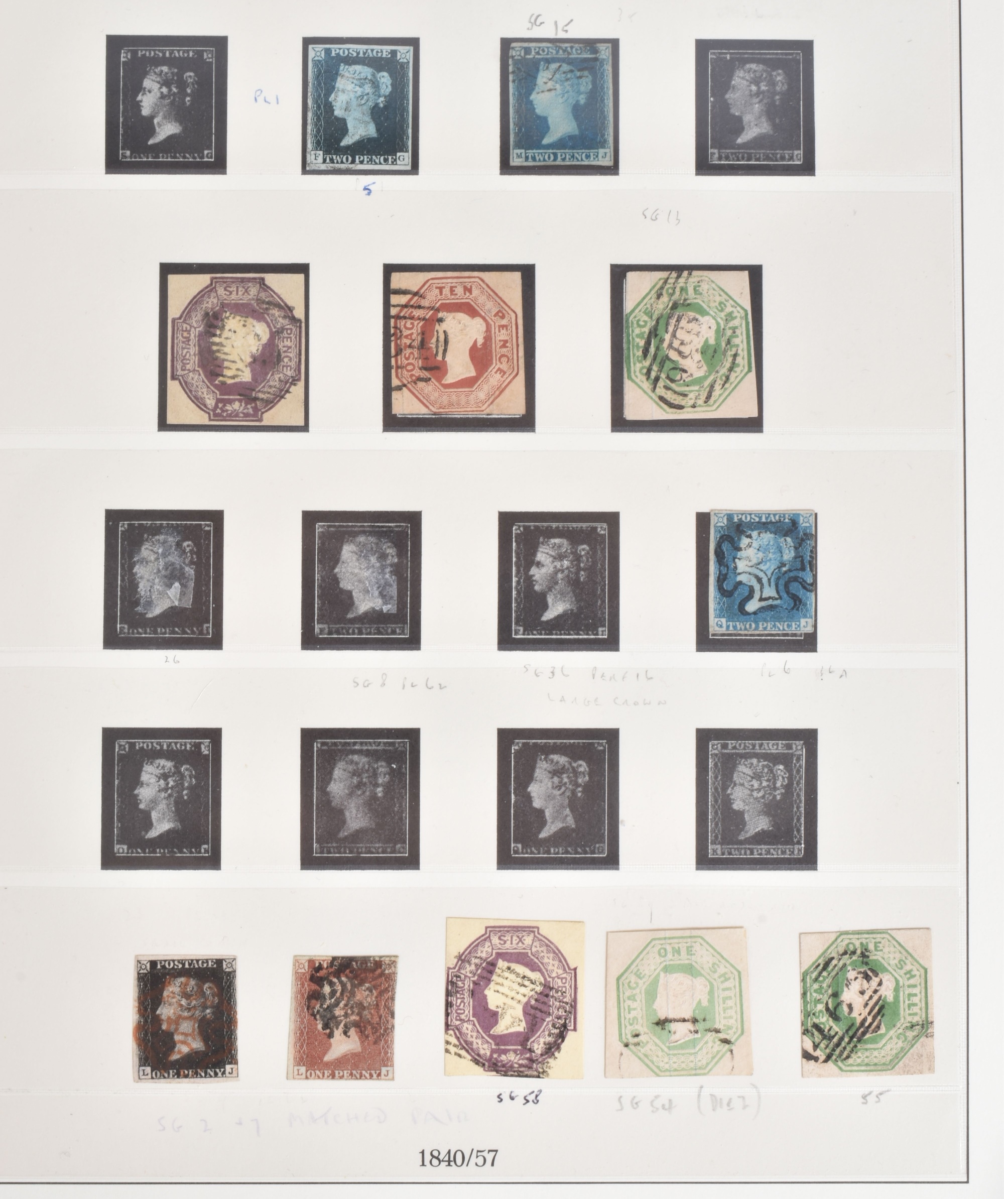 A Page From A Magnificent Collection Of GB Stamps 1840 To 1990 Sold £10,000