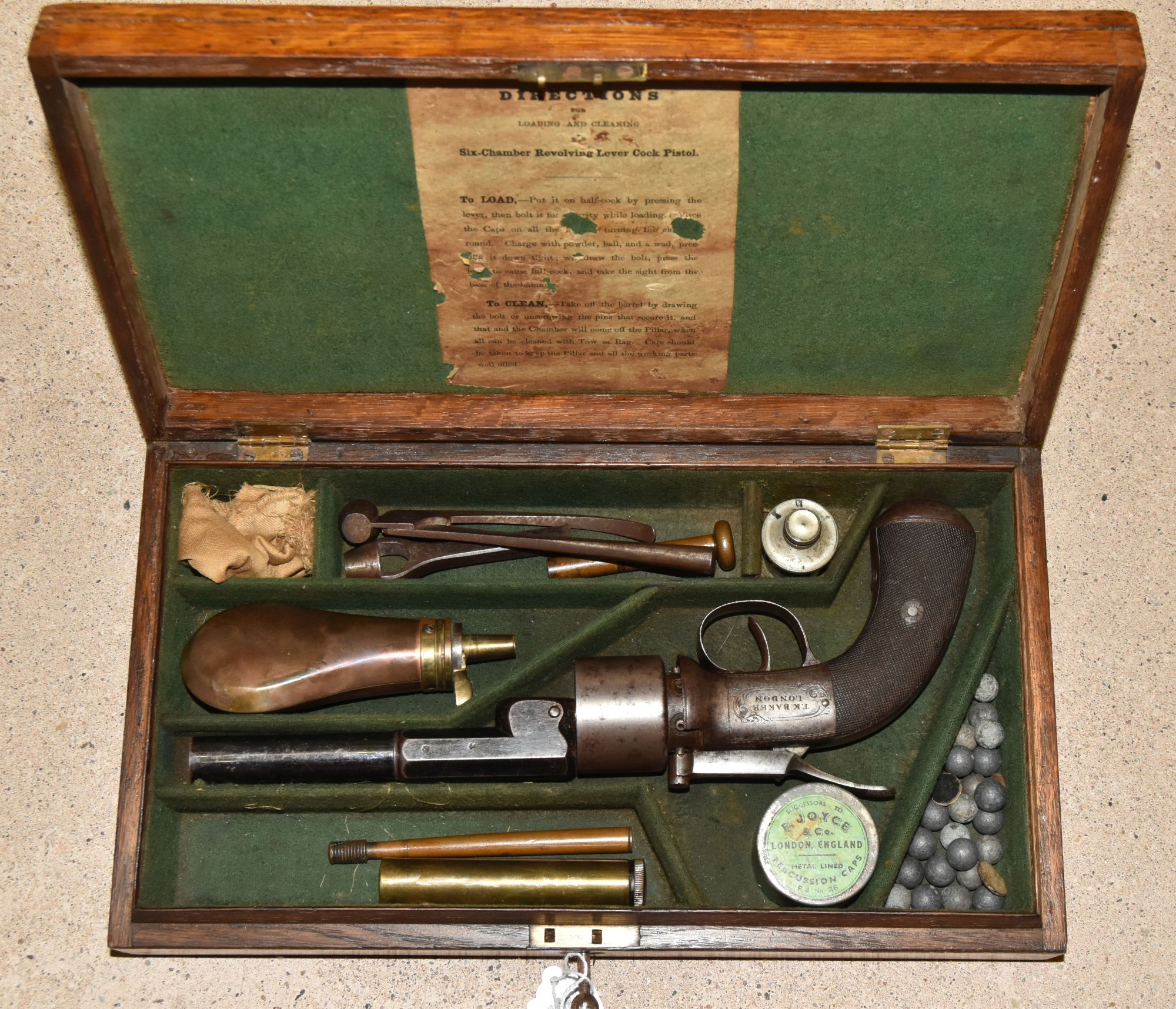 Cased C19th TK Baker Of London Baker's Patent 'Transitional' Revolver Sold £750