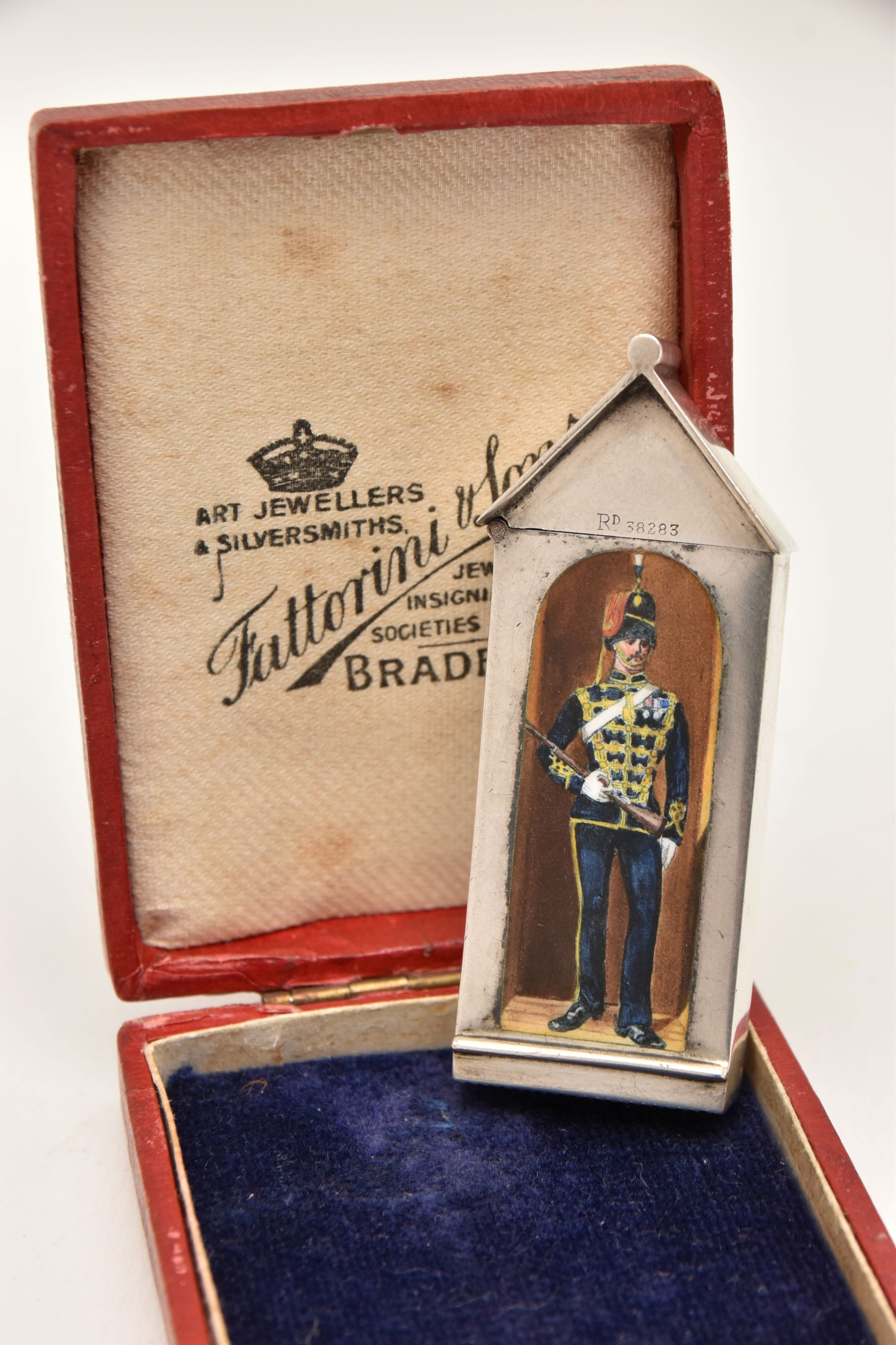 Late Victorian Sampson Mordan & Co Enamel Sentry Vesta Case Sold £1,100