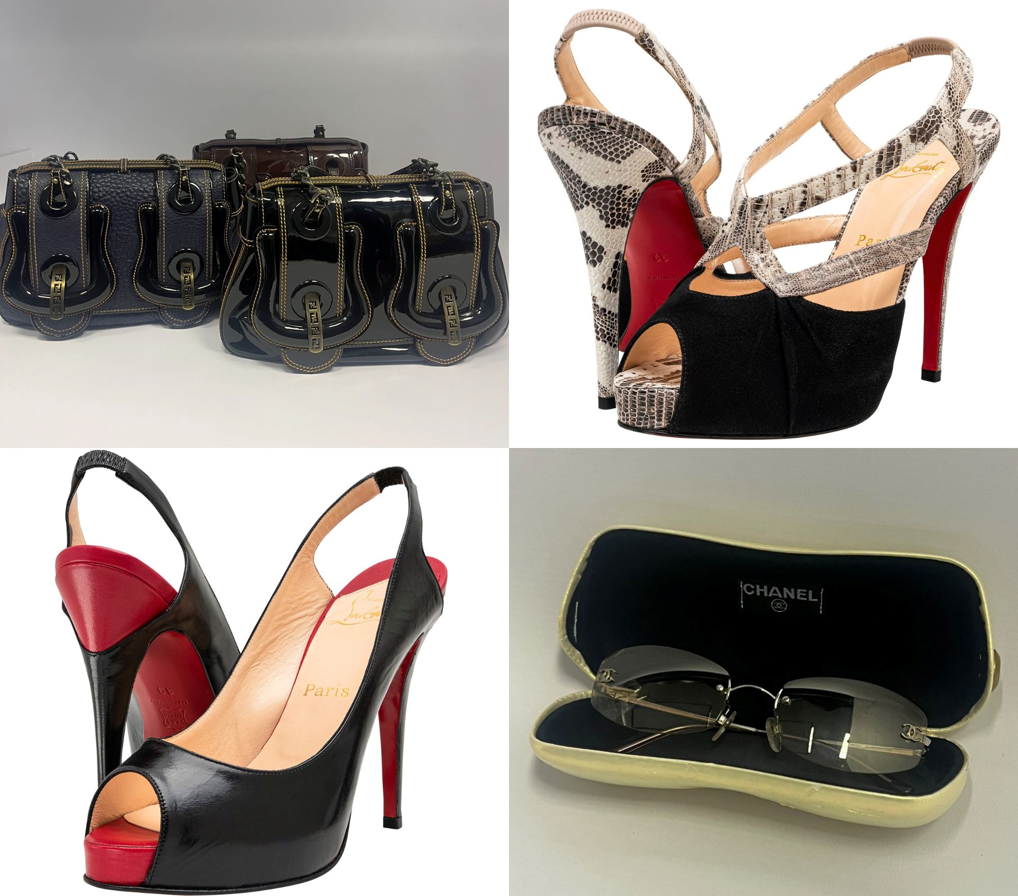 Fendi bags, Christian Louboutin shoes and Chanel sunglasses featuring in the auction.