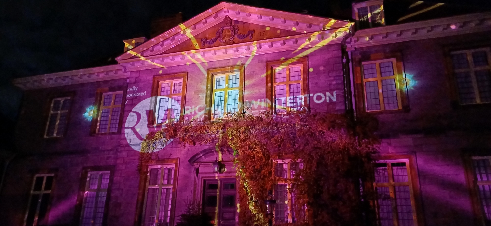 Lichfield Cathedral's Christmas Light Show 2024 - the Bishop's Palace.