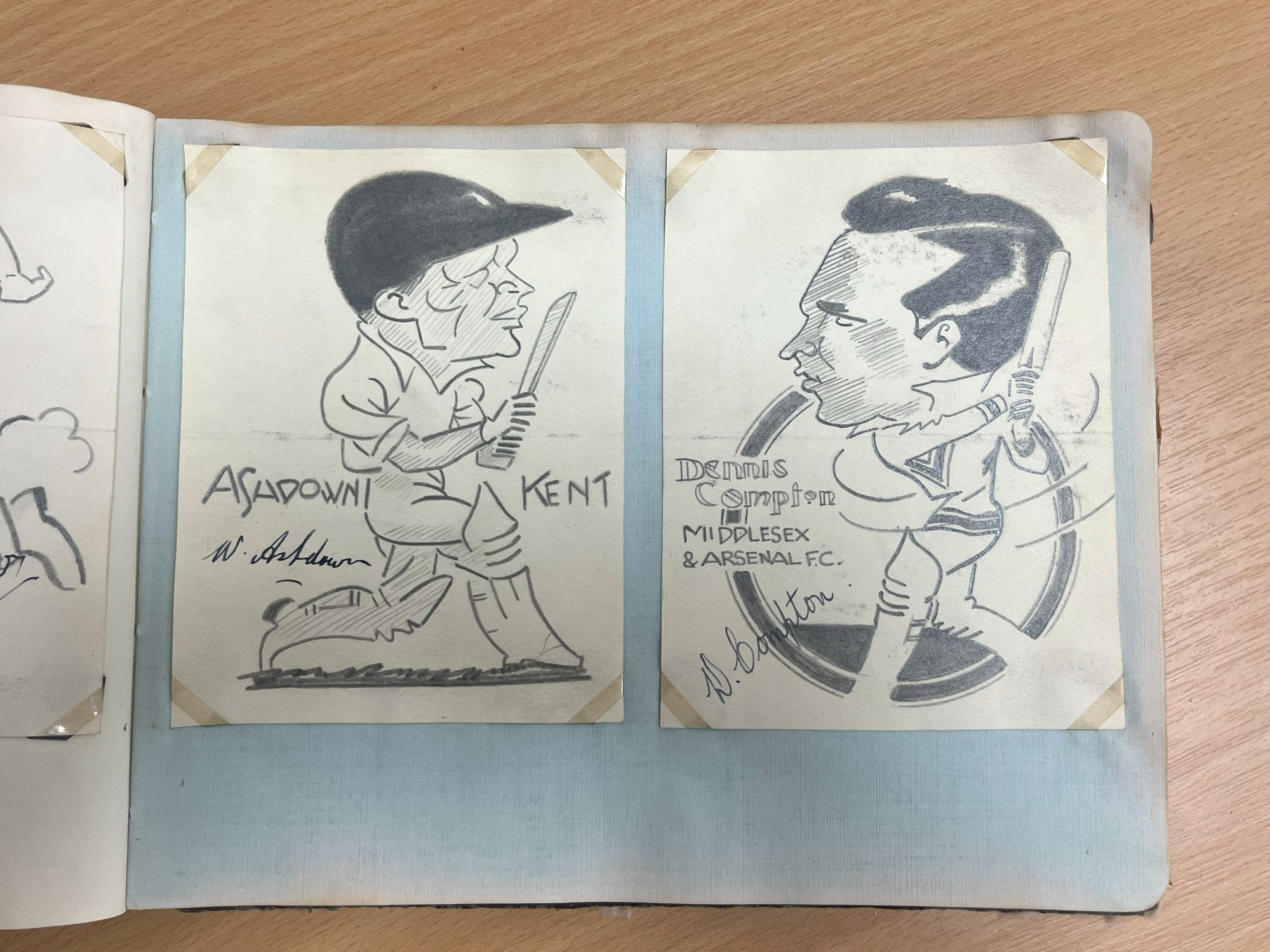 Caricatures Cricketers Bill Ashdown Dennis Compton