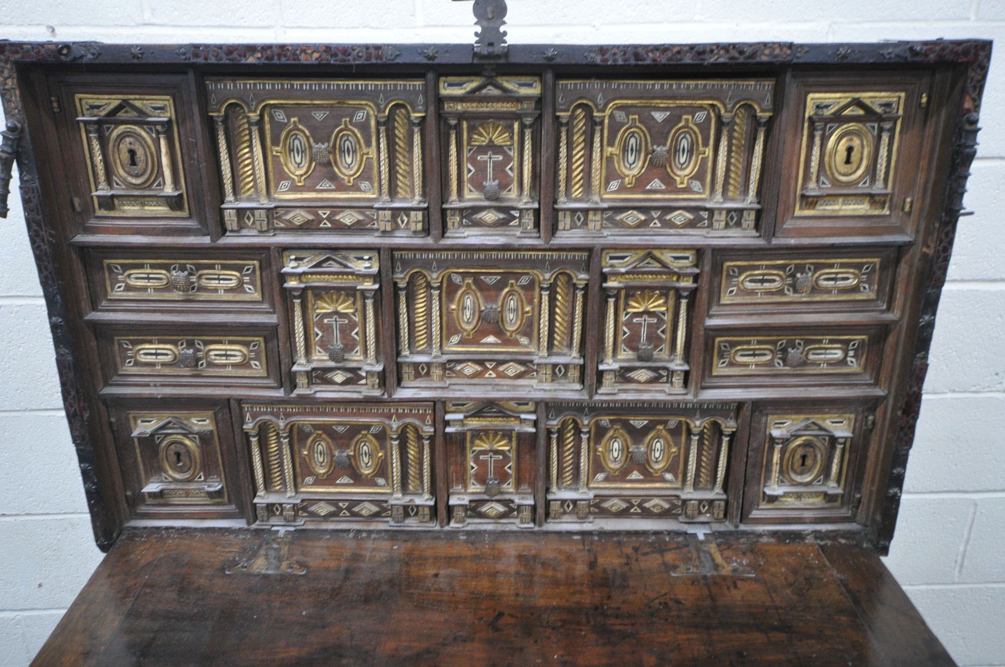 C17th Spanish Vargueno Writing Cabinet Sold £1,800 (Detail)