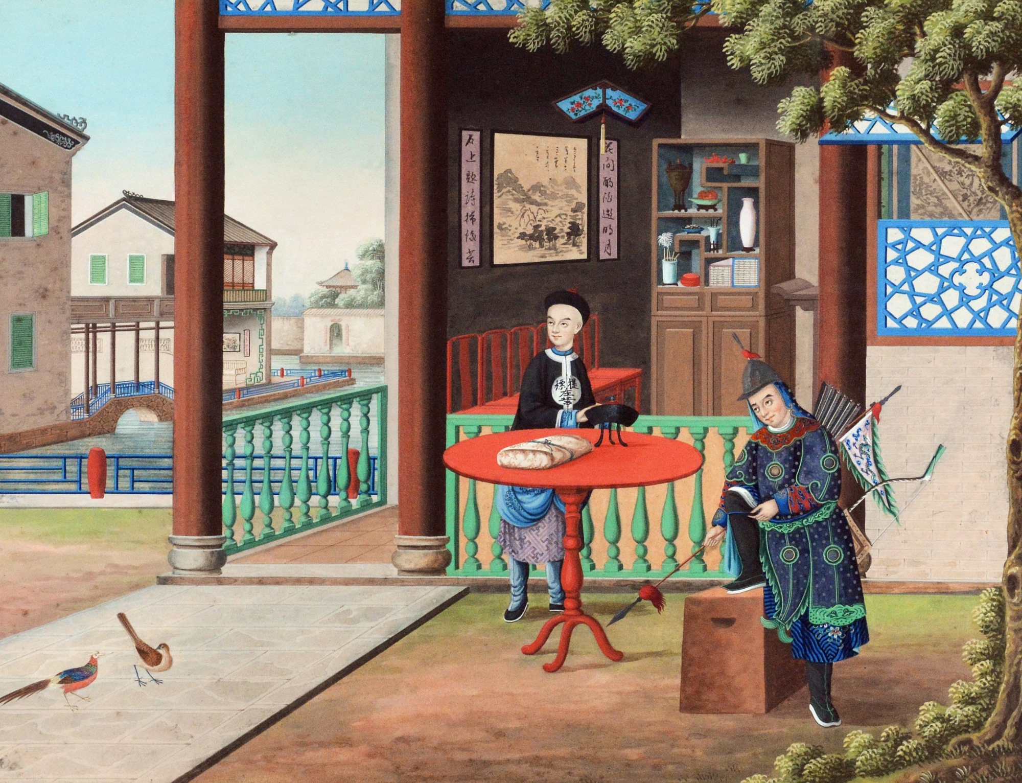 Chinese Gouache 1 Of Pair Sold £2,400