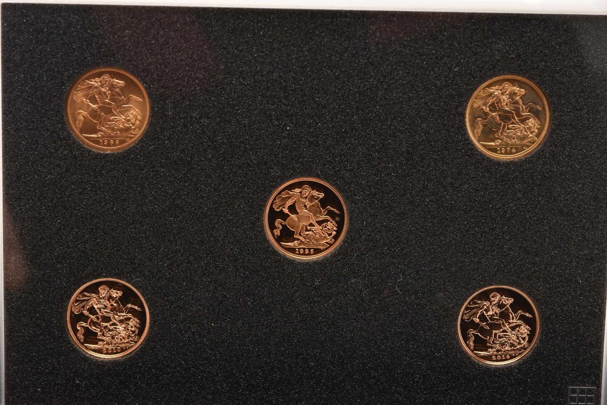 Five Gold Sovereigns Display Sold £2,700