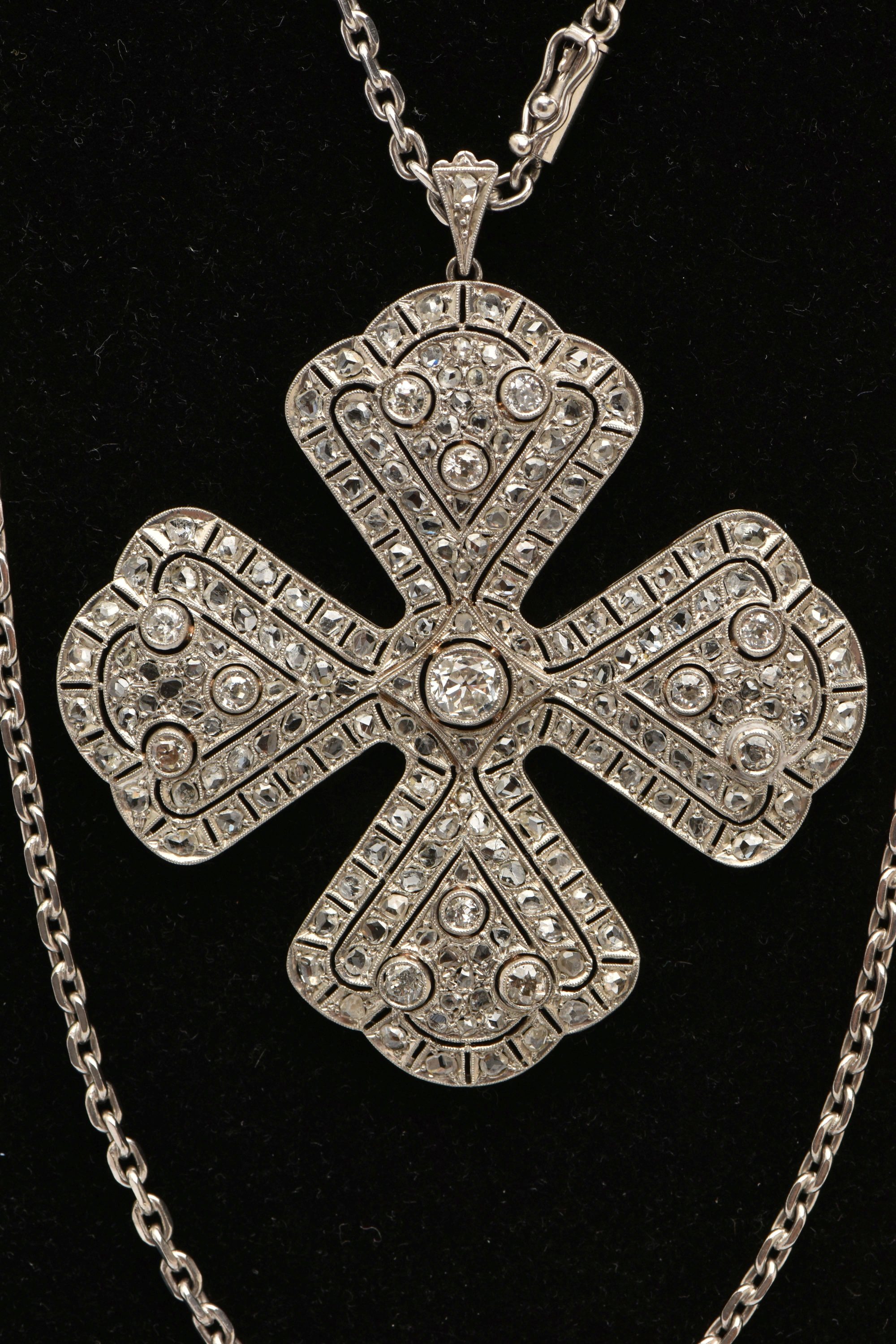 Early C20th Diamond Set Maltese Cross Pendant And Chain Sold £3,200