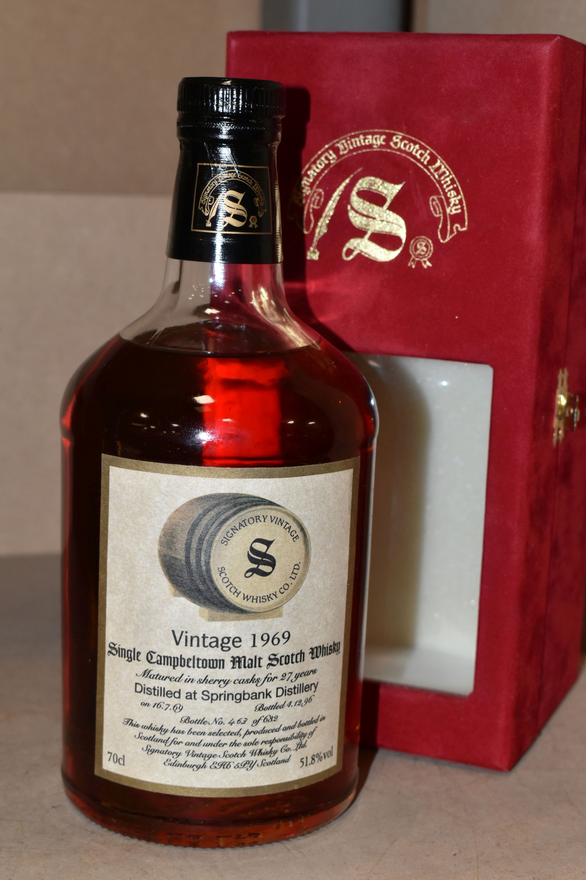 Bottle Of Signatory Vintage 1969 Single Campbeltown Malt Whisky Sold £1,000