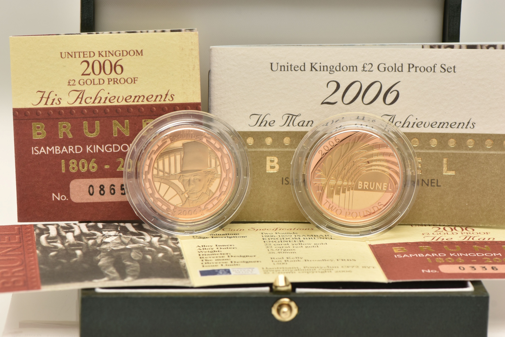 UK 2006 Brunel £2 Gold Proof Two Coin Set Sold £2,000
