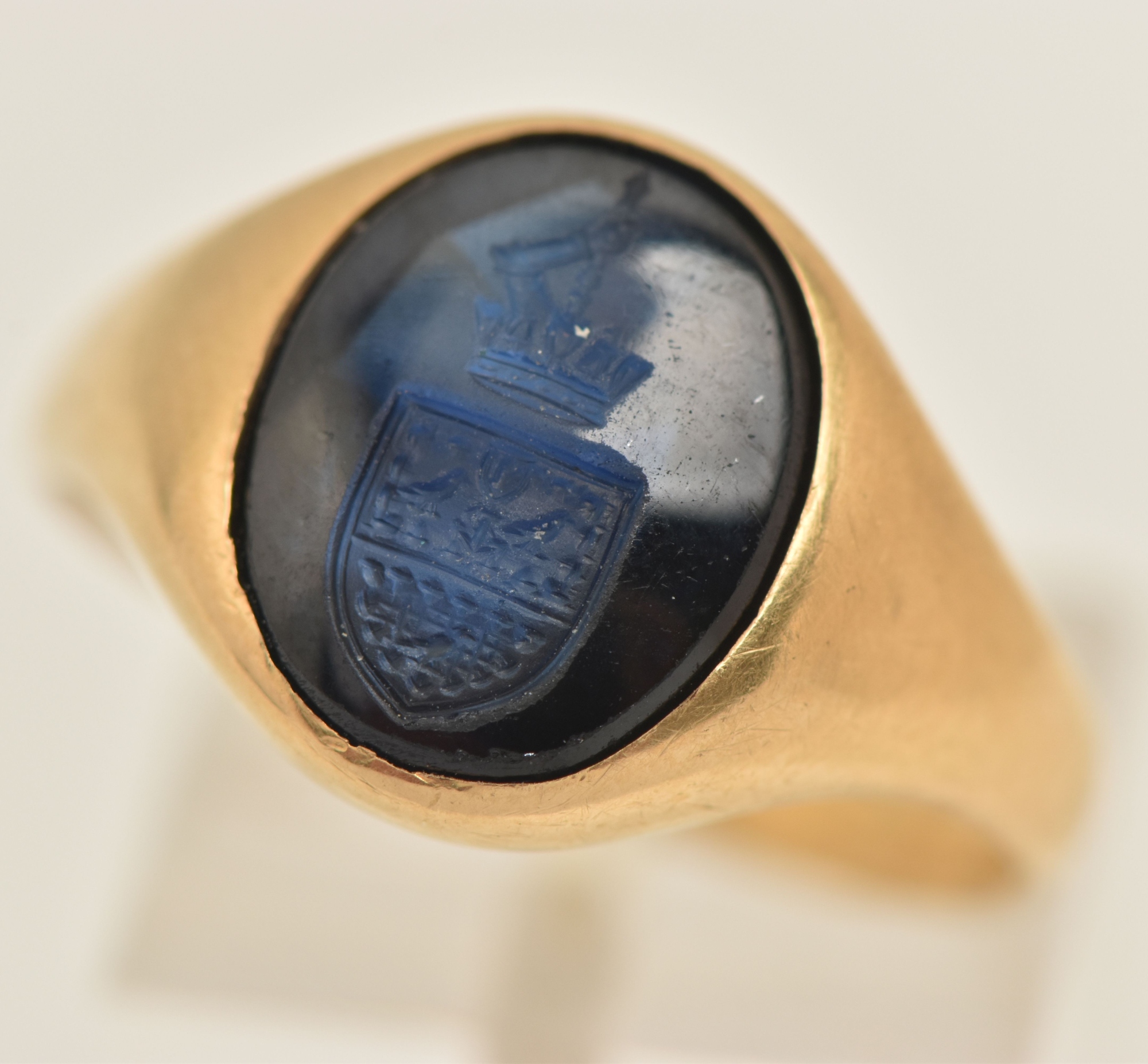 18Ct Gold Sapphire Intaglio Seal Signet Ring Sold £800