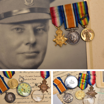 Lot 197 The medals archive of Dr George Hall-Davis including a Jaegre-LeCoultre pocket watch with the British military crow’s foot marking.