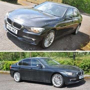 A 2014 BMW 320D luxury four door saloon car with full black leather interior, 1995cc diesel engine and six speed manual gearbox. Est. £4,000-£5,000. Lot 1001: A BMW 320D four door saloon.