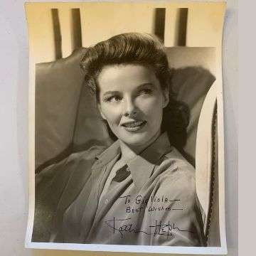 A rare personalised signed photograph of Katherine Hepburn.