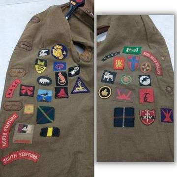 A member of the Auxiliary Territorial Service collected these original patches, sewn to a jerkin, during WW2.