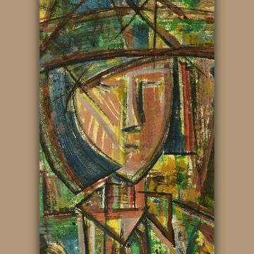 A detail from William Black’s ‘Girl With A Hat’, a cubist style study more than a metre tall, signed and dated 1968.