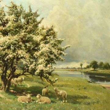 A detail from the pastoral scene painted by Arthur William Redgate, which sold for £1,000.