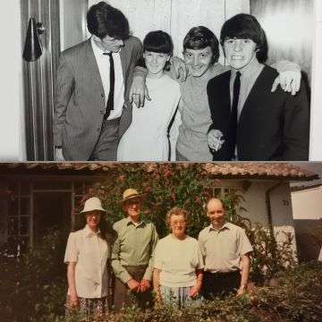 Patricia Kyle, John and Fay Florio and Bob Kyle, Patricia's husband. Top: A young Patricia with The Big Three, a Merseybeat band with a close connection to The Beatles. (Pictures courtesy Bridget Gray)