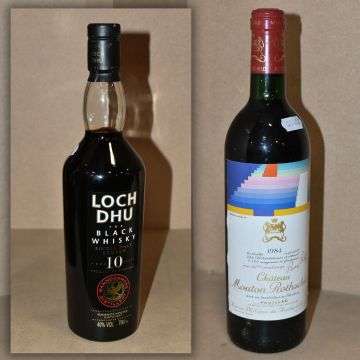 The legendary Chateau Mouton Rothschild 1984. Inset: Loch Dhu, ‘The Black Whisky’, has divided critics and the public for years.