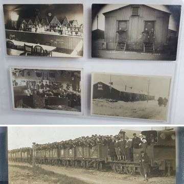 Postcards showing life at Rugeley camp and, bottom, the ‘Tackeroo Express’ military railway, which was constructed in 1915 to serve the Brocton and Rugeley camps on Cannock Chase.