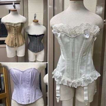 The archive covers more than a century of corsets including these examples from the early 1900s. Right: A Court Royal bridal corset by Chil-Tex.