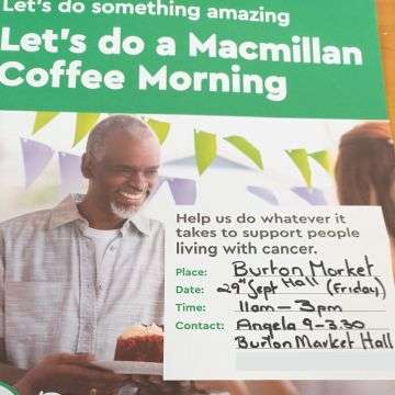 Richard Winterton Auctioneers is taking part in a Macmillan Coffee Morning at Burton Market Hall on Friday, September 29.