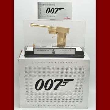 Officially licensed by Bond film producers Danjaq LLC and EON Productions, the replica is packaged in its original box along with display case, stand, all paperwork and single ‘golden bullet’ engraved ‘007’.