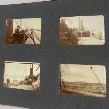 The album also includes 68 photographs featuring the crew of the SS Eugenie from 1906.