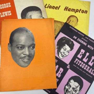 Also featuring in the lot are programmes for Count Basie (with ticket stub), Ella Fitzgerald (with whom Armstrong collaborated.