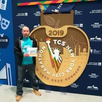 John Simms ran the New York Marathon in 2019.