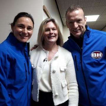 Blue team Dame Sarah Storey and Richard Whitehead with Kate Bliss.