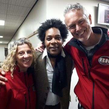 Red team Sally Gunnell and Mark Foster with expert Danny Sebastian.