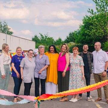 St Giles Hospice staff, artists and arts trail partners celebrate the launch of the March of the Elephants arts trail at the launch event at St Giles Hospice on Wednesday, June 26.